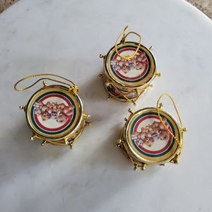 Vintage Christmas drum ornaments teddy bear design